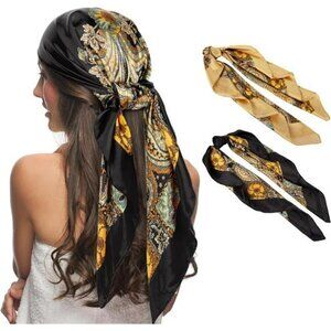 Silk Head Scarf 35 Inch Red Bandana Hair Wrap Women Pirate Costume Accessories